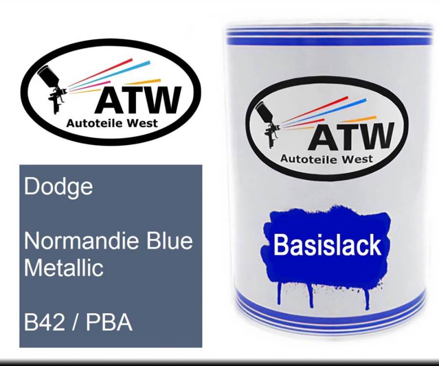 Dodge, Normandie Blue Metallic, B42 / PBA: 500ml Lackdose, von ATW Autoteile West.